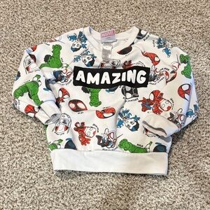 Marvel White Kids' Sweatshirt with Colorful Superhero Graphics